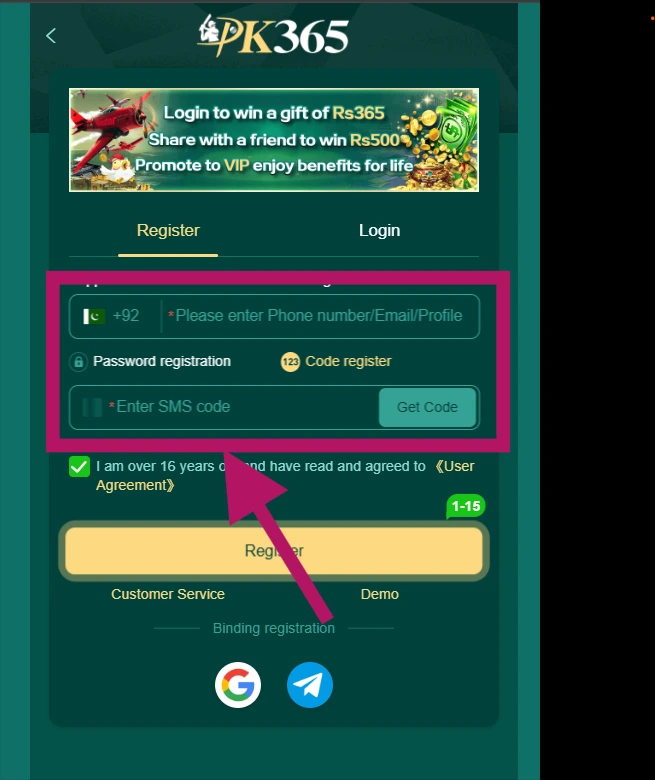 Pkr365 Game Register